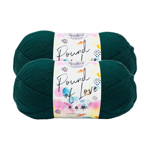 Image of Lion Brand Yarn, Pound of Love Crochet Yarn, Hunter Green, 2 Pack