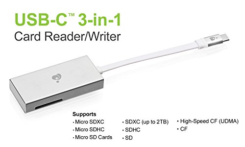 Iogear Aluminum Usb-C 3-In-1 Sd Card Reader - Uhs-Ii Sdxc Speed 312Mb/S Read N 260Mb/S Write - Sdxc Up To 2Tb Sdhc Sd Cf High-Speed Cf (Udma) Micro Sdxc Micro Sdhc Micro Sd Cards - Gfr3C15 #TOP2