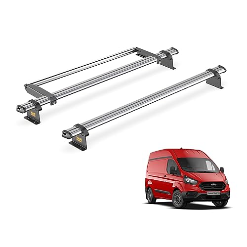 Van Guard Trade Roof Rack for Ford Transit Custom (2013-2024 GEN1) 2 Steel Roof Bars & Rear Ladder Roller [Only Suitable for High Roof Models] - UltiBar Trade - SB308-2/VGR-08