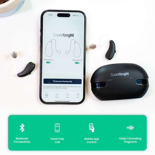 Image of Soundbright Hearing Aids - Discovery | Bluetooth Hearing Aids for Old Age with 3 Noise Cancelling Program, Protable Bluetooth with Smart App Control, Hand-free Phone Call | 16 Channel Adjustable Frequency (Right Ear)