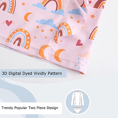 Baby Girls Two Piece Rash Guard Swimsuits Set Long Sleeve Hawaiian Bathing Suits with UPF 50+ Sun Protection4