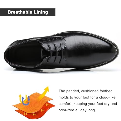 Men's Leather Oxford Dress Shoes Comfortable Non Slip Classic Lace Up Plain Toe Derby Shoes Modern Business Casual Formal Work Shoe4
