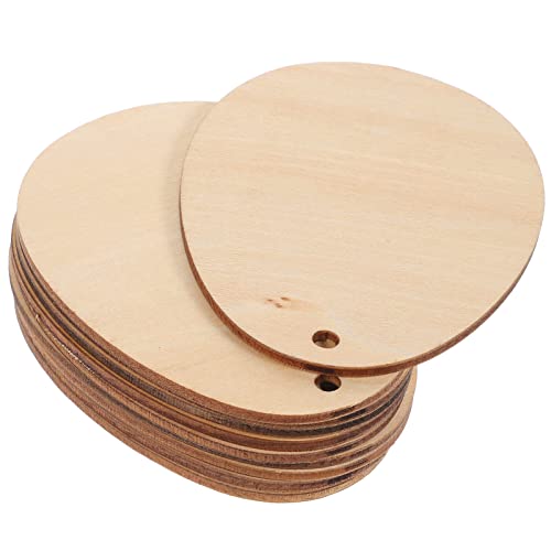FOMIYES 60mm Oval Wooden Pieces Egg Shaped Unfinished Christmas Wooden Tags Embellishments Round Wood Discs Cutouts Dangle Earring Blanks Wooden Circles With Holes for DIY Gift Jewelry Making 10PCS - Image 2