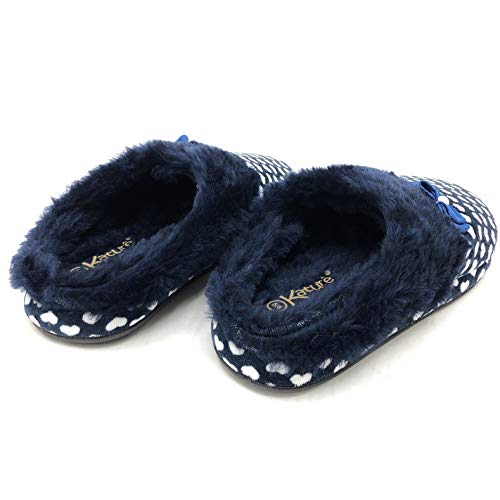 CHINELO PANTUFA KATURE CORAÇÃO PLUSH LAÇO PEROLA MARINHO FEMININO