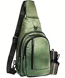 Genuine Leather Sling Bag for Women with Additional Strap - Mens Leather Crossbody Bags Multipurpose Travel Shoulder Metallic Bag For Men - Chest Bags Cross body Backpack slingbag for Women