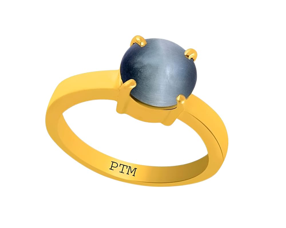PTM Cats Eye/Lehsuniya 3.25 to 10.25 Ratti or 3.00 to 9.50 Carat Astrological Natural Gemstone Panchdhatu/5 Metals Gold Plated Ring for Men & Women