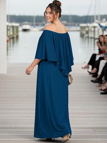 Image of KOH KOH Womens Strapless Off Shoulder Flattering Cocktail Maxi Dress Gown