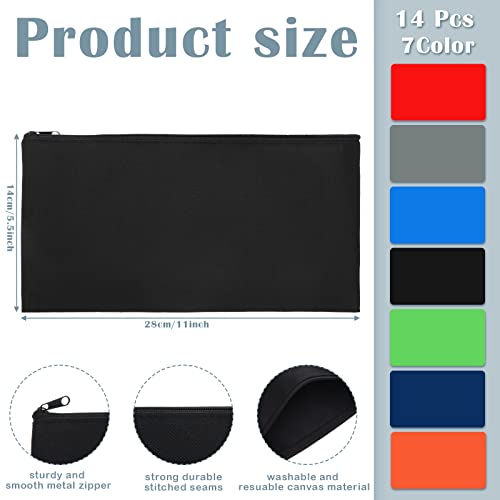Image of 14 Pack Zippered Bank Bags Money Pouch Oxford Money Bag Multicolor Zipper Pouch Money Bags with Zipper Cash Register Bags Security Bank Deposit Bag Utility Pouch for Cash Money Coin, 11 x 5.5 Inch