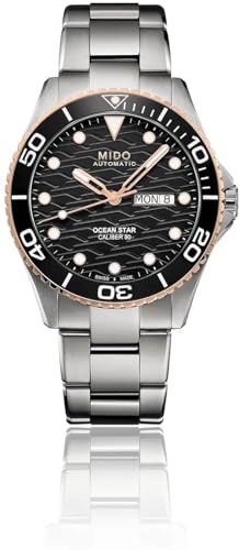 Image of MIDO Ocean Star 200C - Swiss Automatic Diving Watch for Men - 42.5mm Stainless Steel Case - Rotating Ceramic Bezel - Wave-Design Dial with Day,Date Calendar