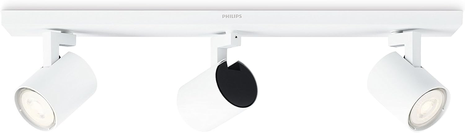 Philips myLiving Runner 3-er LED Spots (9 W), dimmbare Deckenspots mit warmweißem Licht und drei schwenkbaren Spotköpfen, energiesparende Raumbeleuchtung, weiß