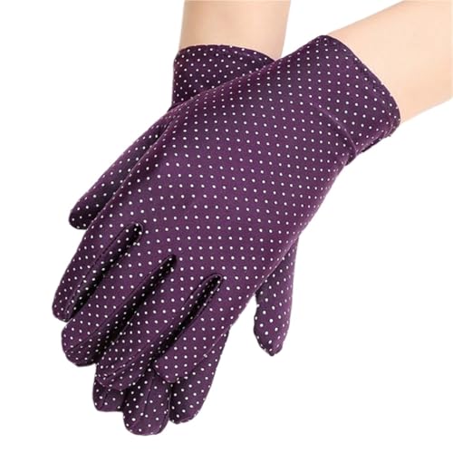 Guantes de mujer con puntos elásticos para paseos urbanos y días fríos en color morado