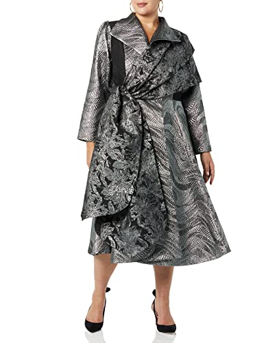 Making The Cut Season 3 Episode 3 Winning Look Jeanette's Metallic Jacquard Coat With Sash, Silver, Xxl, Plus Size #TOP3