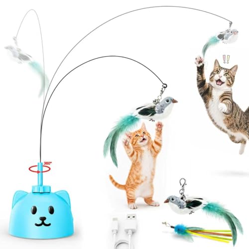 USB Rechargeable Automatic Flying Bird Feather Cat Toy