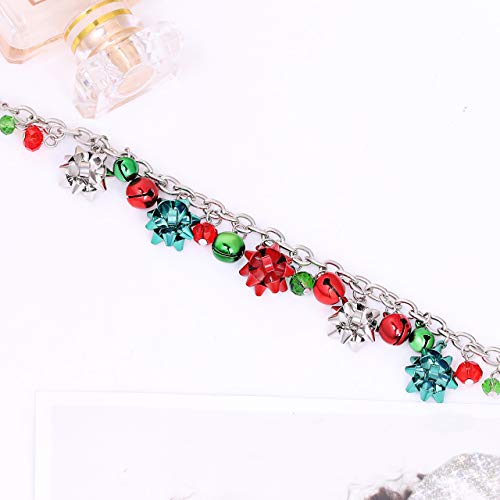 Alexy Christmas Bracelets For Women X-Mas Bow Charm Bracelets Jingle Bell Link Bracelets For Girls Kids (Silver) #TOP5