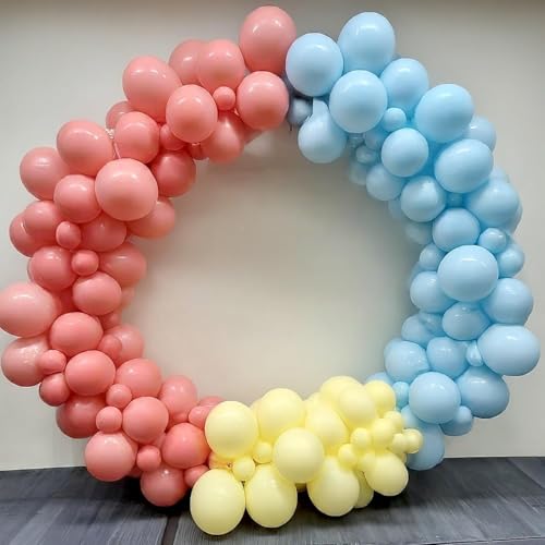 Image of Regular Balloon Combo For Decoration with Glue Dots & Balloon Arch Strip - Party Decor Set For Easy Party Setup (RED BLUE YELLOW, 50)