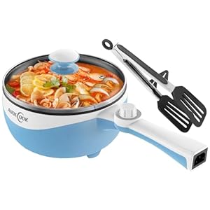 Audecook Hot Pot Electric, 1.7L Mini Electric Skillet Portable Nonstick Sauté Pan with Power Adjustment, Rapid Noodles Cooker Travel Multicooker for Steak/Soup/Egg/Oatmeal/Noodles