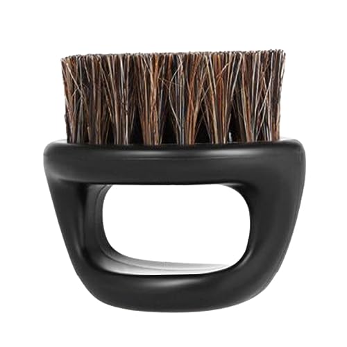 TOVINANNA Men's Beard Brush Black Handle Black Bristle Round Bristle Shaving Brush Portable Grooming Tool for Home and Salon Use