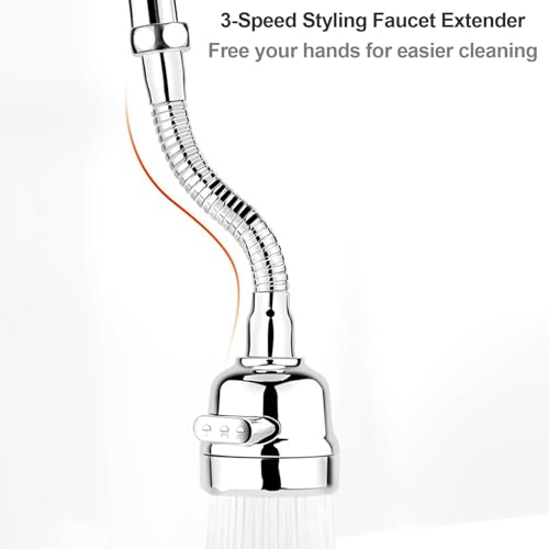 Faucet Sprayer Attachment,Kitchen Faucet Head Replacement 360° Rotatable 3-Speed Faucet Extender with Universal Aluminum Adapter for Kitchen Sink
