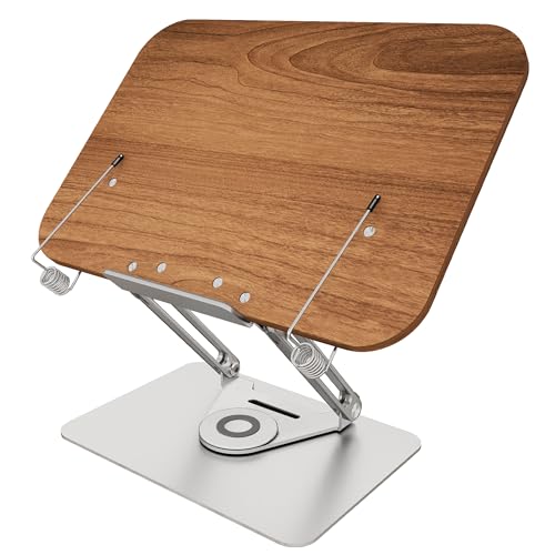 Luxdecor Soporte de lectura para libros, base giratoria de 360° para leer manos libres, soporte de libro de cocina, soporte de escritorio plegable para niños, computadora, libro de texto