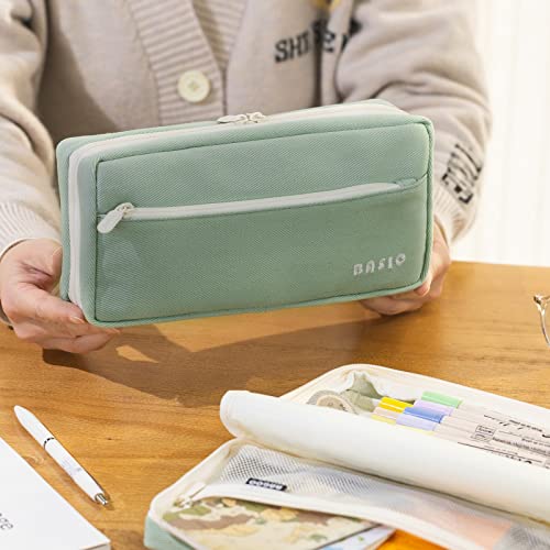 Easthill Big Capacity Pencil Case Pencil Pouch School Supplies For College Students Office Simple Stationery Pencil Holder Bag Teen Girls Women-Green #TOP5