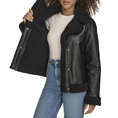 Levi's Women's Faux Leather Sherpa Lined Moto Jacket4