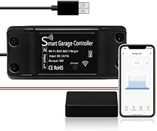 Smart Wi-Fi Garage Remote Compatible Door Openers -APP Control, Compatible with Alexa, Google Assistant and IFTTT Enabled Devices, Multiple Notification Modes, No Hub Needed Upgrade Version, Black