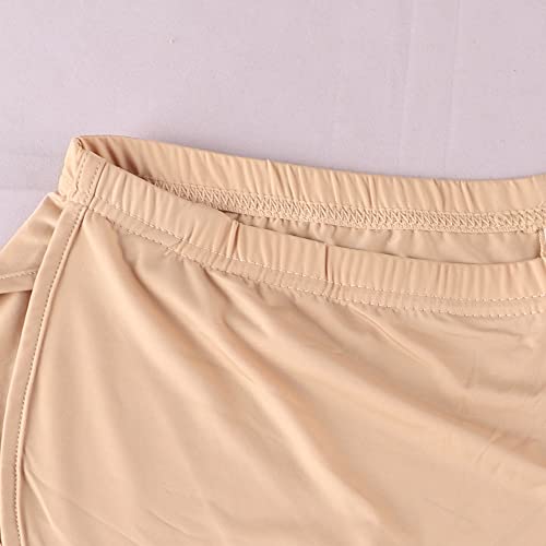 Men Running Short Shorts With Large Split Sides Nude Color Size M #TOP2
