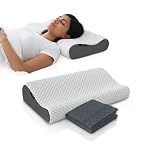 Lifelong Memory Foam Cervical Pillow with Extra Cover for Neck Support | Orthopedic Contour Foam Pillow for Neck Pain with Breathable Cover | Fits Side & Back Sleepers | Pain Relief for Adults
