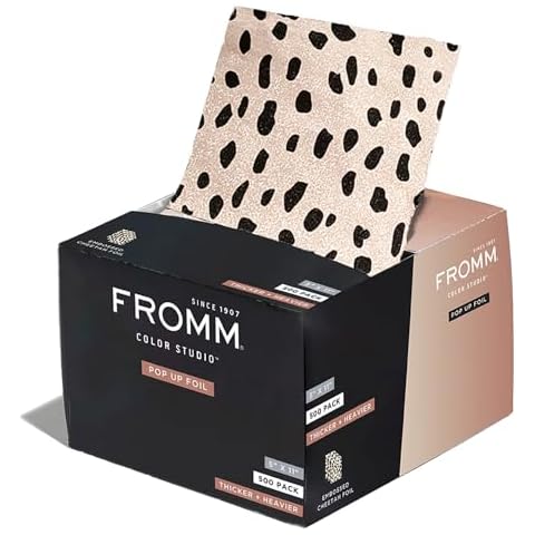 Fromm Pop Up Hair Foils, Cheetah Print Pattern, Cosmetology Supplies, Hairstylist Essentials, Ideal for Highlighting and Coloring, Precut, 5" x 11", 500 Foil Sheets Cover
