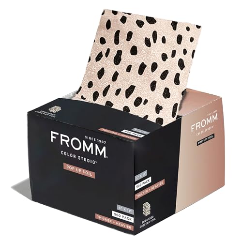 Fromm Embossed Pop Up Foils in Cheetah Print, Foil for Hair Highlighting, Cosmetology Supplies, Hairstylist Essentials, Hair Foils Ideal for Advanced Coloring, Precut, 5