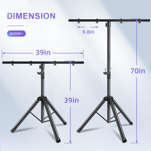PPH-Sisy DJ Light Stand Heavy Duty Par Can Tripod T-Bar Stage Lights Stand Adjustable 39-70 Inch DJ Lighting Tripod Mount