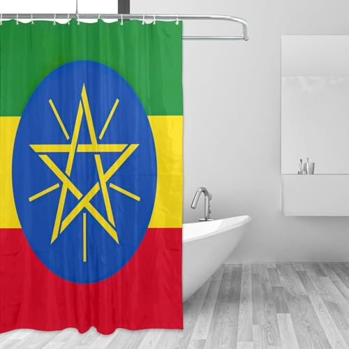Rideau de douche Éthiopie en polyester de 183x183 cm avec 12 œillets