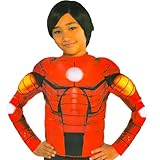 Marvel Iron Man Muscle Shirt for Boys - Padded Iron Man Muscle Shirt for Halloween Dress Up Dress Up Pretend Play Shirt for Kids (Iron Man) Red