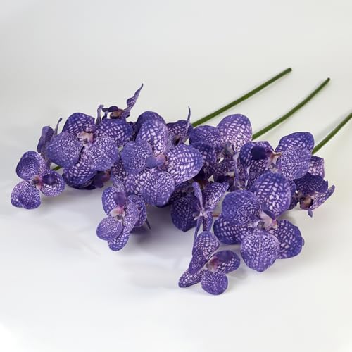 MOBENOOK Purple Faux Vanda Orchid, Real Touch Artificial Flowers, 23.6