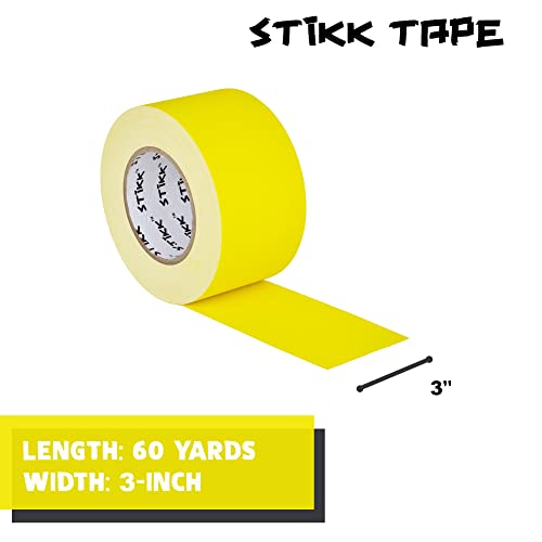 STIKK Gaffer Tape - Yellow Gaffers Tape - 3 inch x 60 Yards - Pro Gaff Tape for Staging Work - Grafting Tape for Filming, Photography, Radio - Effective Heavy-Duty Water Resistant Gaff Tape