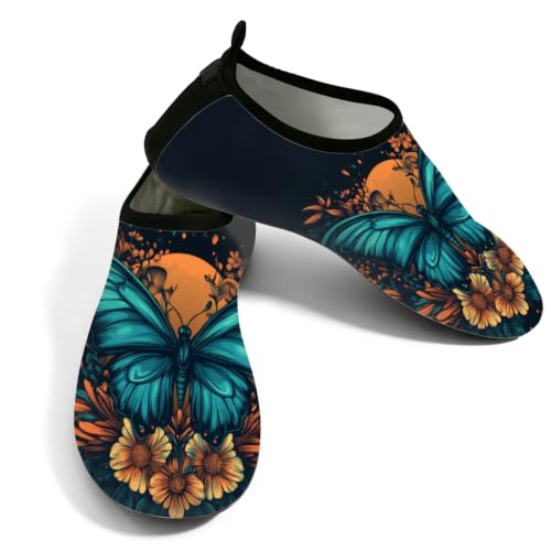 Zapatos acuáticos transpirables para playa y piscina con diseño de mariposas