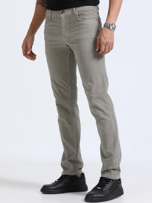 Image of NEVER NEUD Men's Corduroy Trousers | Stylish Straight Fit 4 Pocketed Corduroy Pants for Men | 98% Cotton 2% Elastane | Mid Rise | Comfortable Casual Regular Fit Pants | Button Closure
