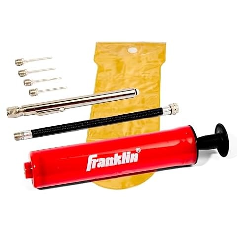 Franklin Sports Zestaw z pompką do piłek, idealny do piłek do koszykówki, piłki nożnej i innych, kompletny zestaw z pompką ręczną z igłami, elastycznym wężem, manometrem i torbą transportową, 19 cm