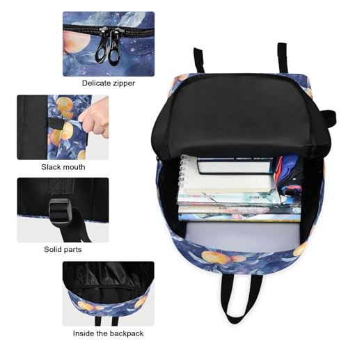 Backpack Lunch Box Set Large Capacity Travel Backpacks and Insulated Lunch Bag for Commute Hiking Picnic Peach Watercolor Print3