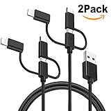 【2 Stück 3 in 1 Multi ladekabel】 Multi 3 in 1 USB Ladekabel mit Lightning Anschluss für Phone X / 8 / 8 Plus / 7 / 7 Plus / 6/6 Plus / 6S / 6S Plus & Pad / Pad Mini / Pad Pro, Micro USB Anschluss für Android Handys & Wireless Zubehör und USB Typ C für 2015 Google Chromebook Pixel / Pixel C, Samsung Galaxy Note 8, S8 / S8 Plus, LG G5 / G6, Google Pixel / Pixel XL, Google Nexus 5X / 6P, Huawei P20 / P10 , Honor 8, HP Pavilion x2, Nokia N1, OnePlus 2 / 3, HTC 10 usw. Unterstützung zum Aufladen der