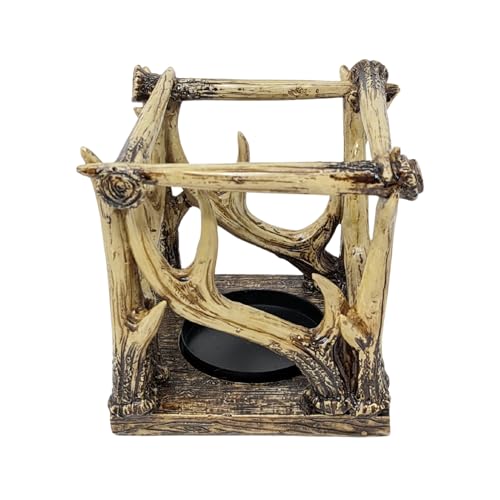 Antler Pillar Candle Holder for Table Decor, Rustic Deer Faux