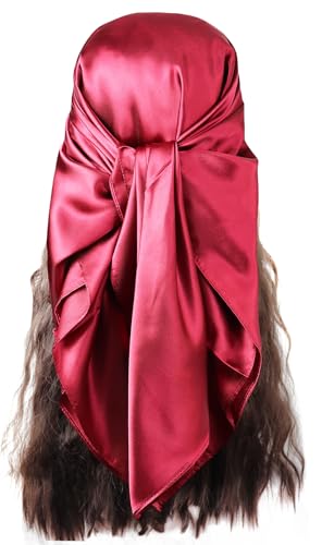Image of Women's 35 inch Satin Square Silk Like Hair Scarves and Wraps Headscarf for Sleeping