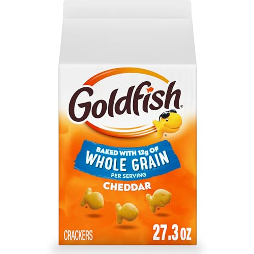 Goldfish Cheddar Cheese Crackers, Baked with Whole Grain, 27.3 oz Carton