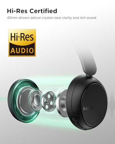 Image of TALIX H30 Hybrid Active Noise Cancelling Headphones, 110H Playtime Hi-Res Audio Bluetooth 6.0 Wireless Over Ear ANC Headphones for Commute /Travel (Black)