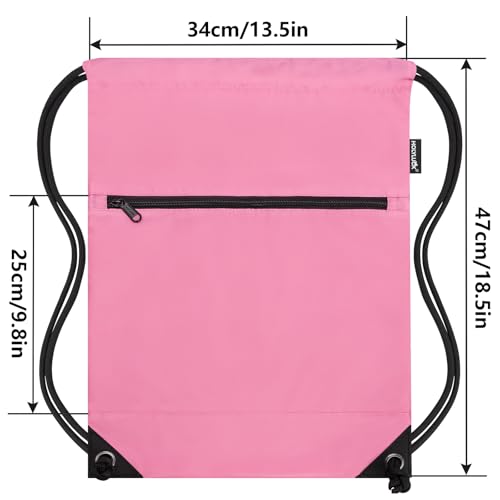 Image of HOLYLUCK Drawstring Bags Backpack Sackpack Cinch Bags for Sports, Gym, Travel, Beach (Pink)