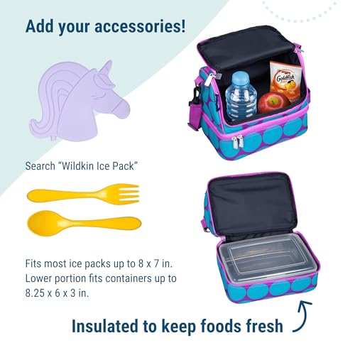 Wildkin Two Compartment Insulated Lunch Bag for Kids – School & Travel Ready - Big Dot Aqua