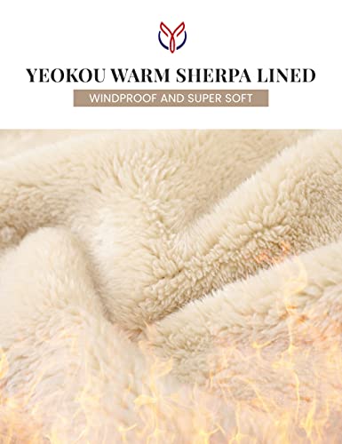 Yeokou Men's Fleece Sweatshirt Sherpa Lined Crewneck Basic Winter Thick Pullover Tops2