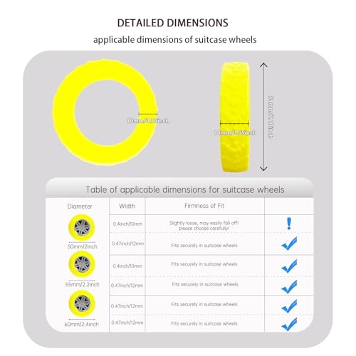 16-Pack Luggage Wheel Covers, Luggage Wheel Protector Covers for 2-2.4 inchs Wheels Suitcases，Anti-Scratch & Noise Reduction Design, Silicone MaterialDurable Travel Case Accessories(16, Yellow).2