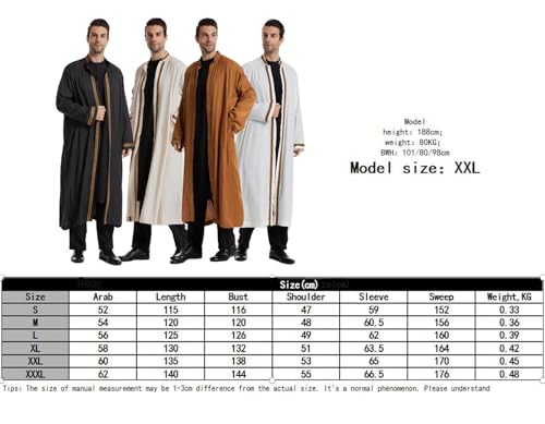 Qianliniuinc Thobe for Men Abaya Islamic Clothing - Muslim Kaftan Dubai Arabic Robe Loose Fit Casual Prayer Wear3