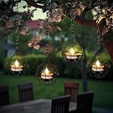 VIHOSE Paquete de 4 faroles solares colgantes para exteriores,